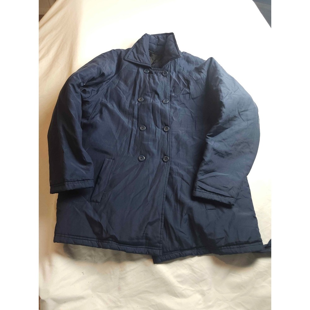 Bogari Signature Navy Blue Double Breasted Puffer Pea Coat Jacket‎ Mens Large